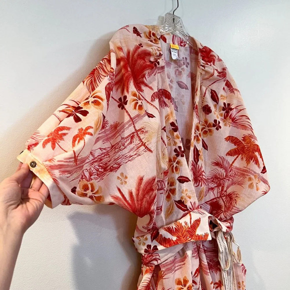 Agua Bendita Linea Linen Blend Tropical Beach V Neck Lightweight Romper S NWOT - Picture 5 of 9